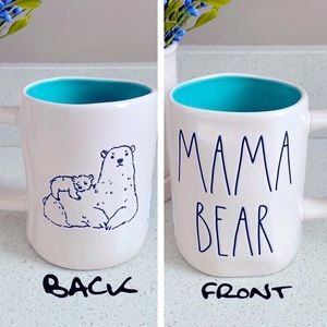 ❗️RAE DUNN MAMA BEAR DUAL SIDED TIFFANY BLUE MODERN FARMHOUSE HOLIDAY MUG